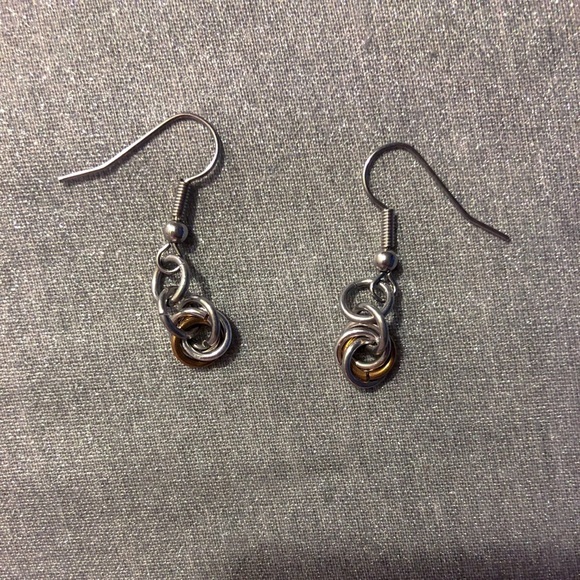 NWOT Artisan Mobius Ball Earrings Brass/Aluminum - Picture 3 of 3